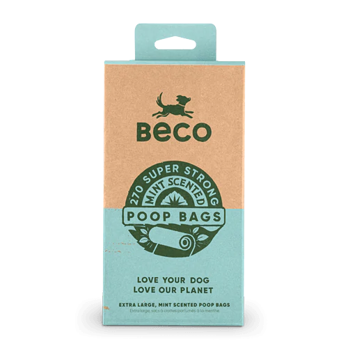 Bolsas para desecho de perro BECO olor a menta 270 und (18 rollos)