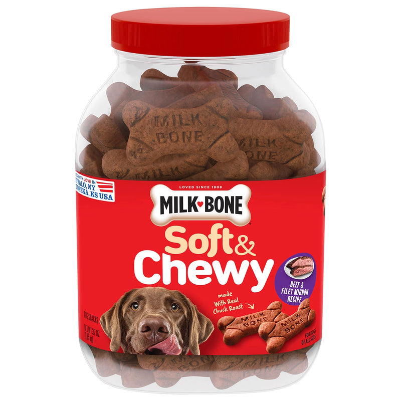 Galleta suave para perros MILK BONE sabor a carne y filet mignon 1.05 Kg (37oz)